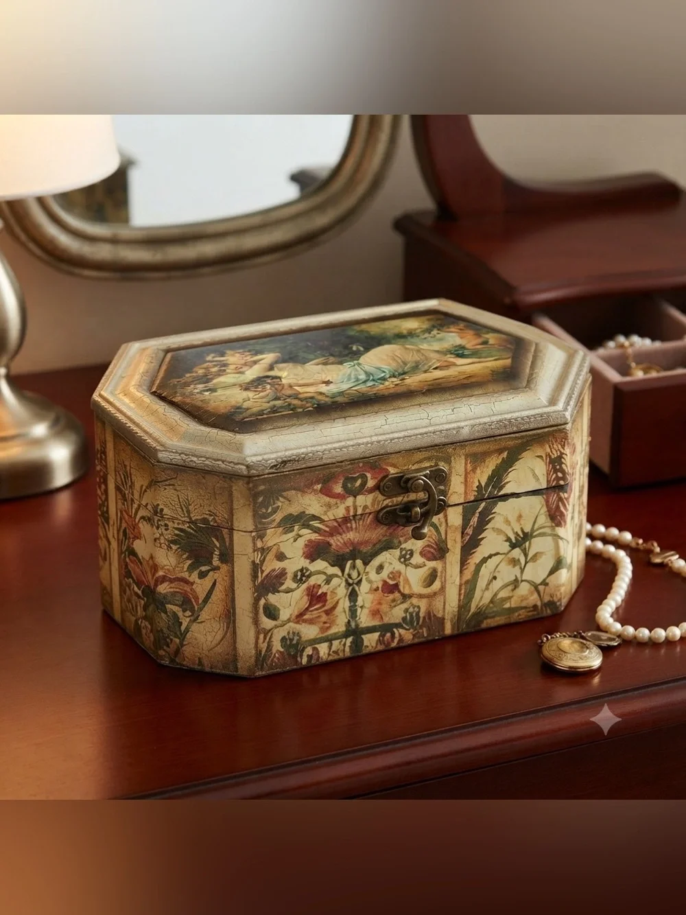 Vintage Decorative jewelry Box with Cherub Design